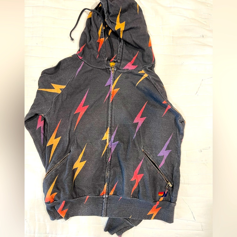 Gray lightening bolt aviator nation zip up. Size medium